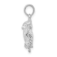 De-Ani Sterling Silver Rhodium-plated Polished 3D Owl Pendant