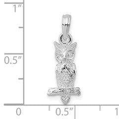 De-Ani Sterling Silver Rhodium-plated Polished 3D Owl Pendant