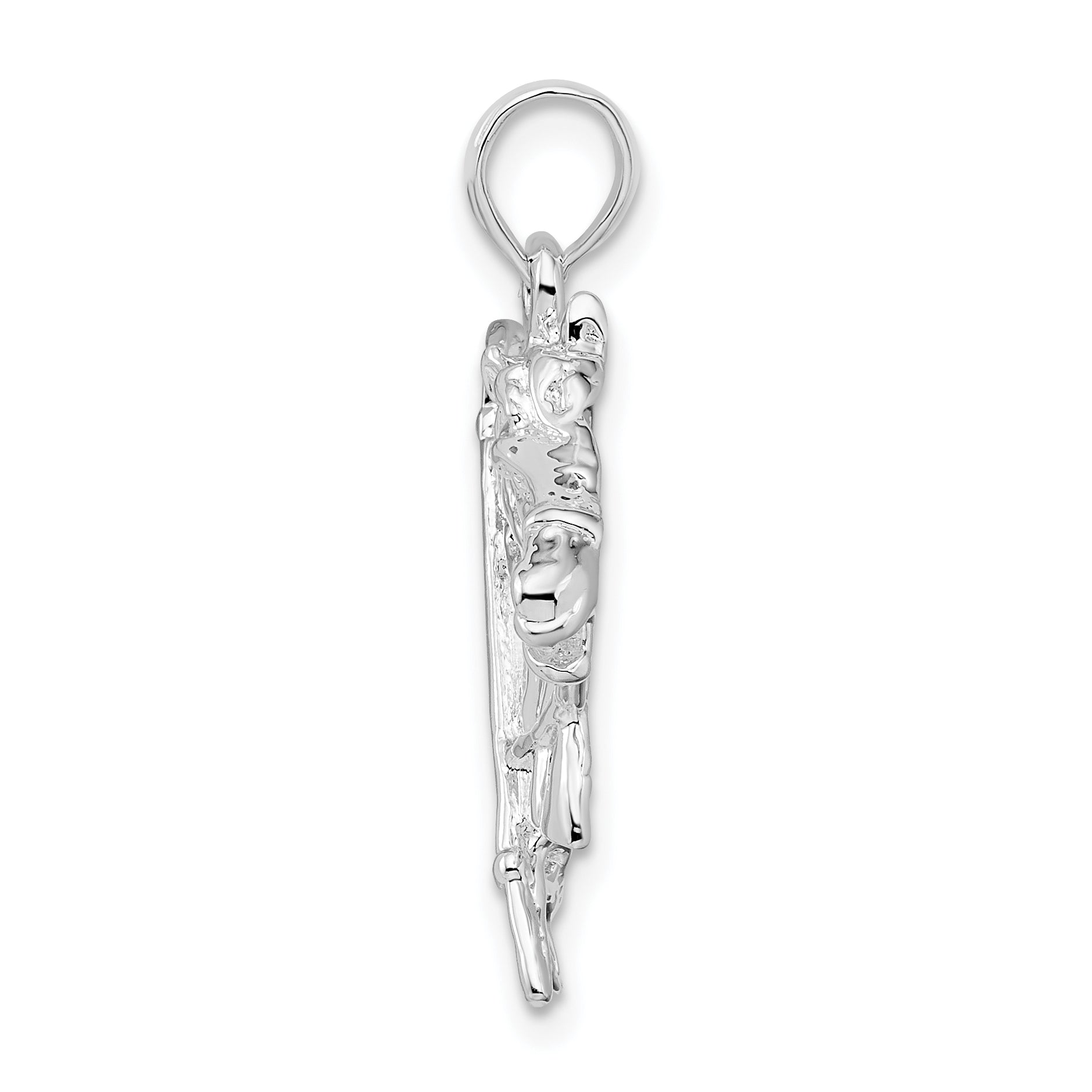 De-Ani Sterling Silver Rhodium-Plated Horse Head with Crop and Horseshoe Pendant Secondary image