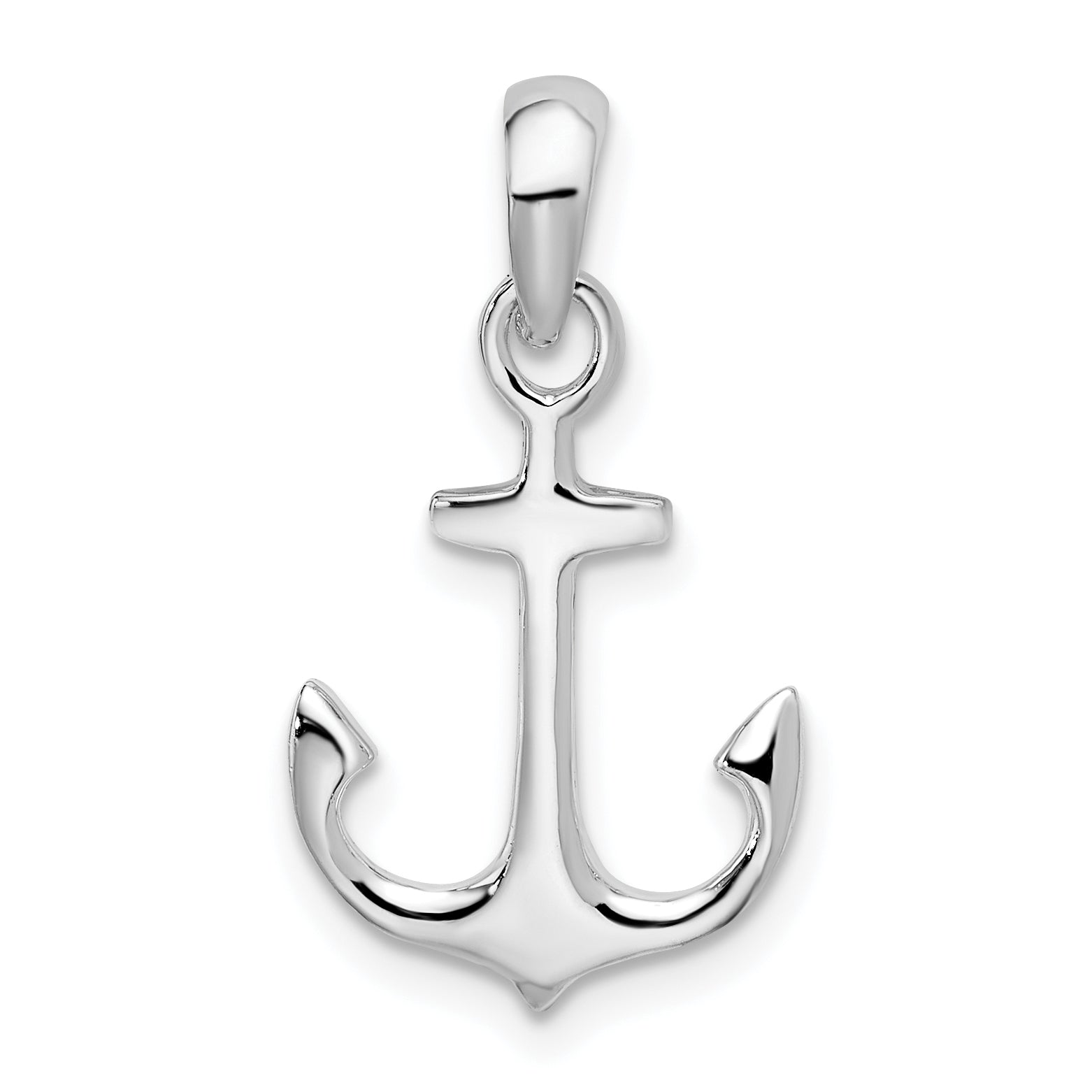 De-Ani Sterling Silver Rhodium-Plated Polished 3D Anchor Pendant Main image