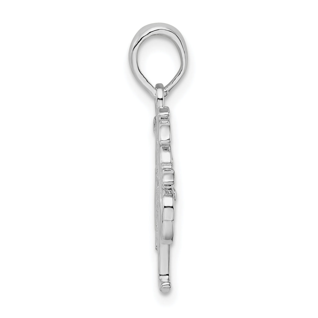 De-Ani Sterling Silver Rhodium-Plated Polished Palm Trees Pendant
