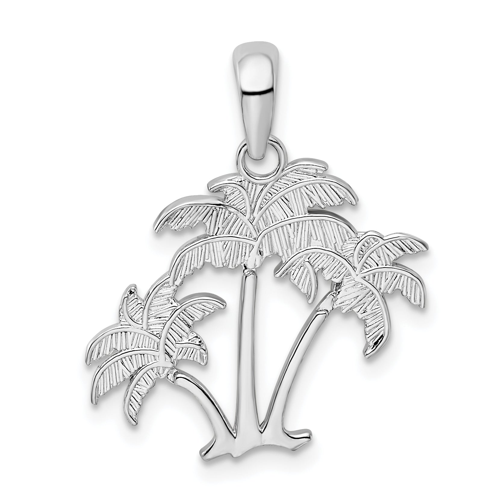 De-Ani Sterling Silver Rhodium-Plated Polished Palm Trees Pendant Main image