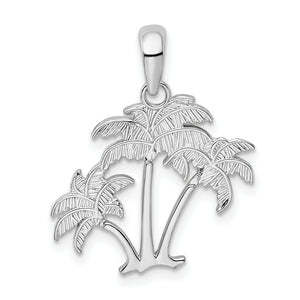 Palm Trees Pendant in Sterling Silver, 24mm - Sophia Jewelers