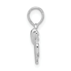 De-Ani Sterling Silver Polished Mom with Heart Pendant