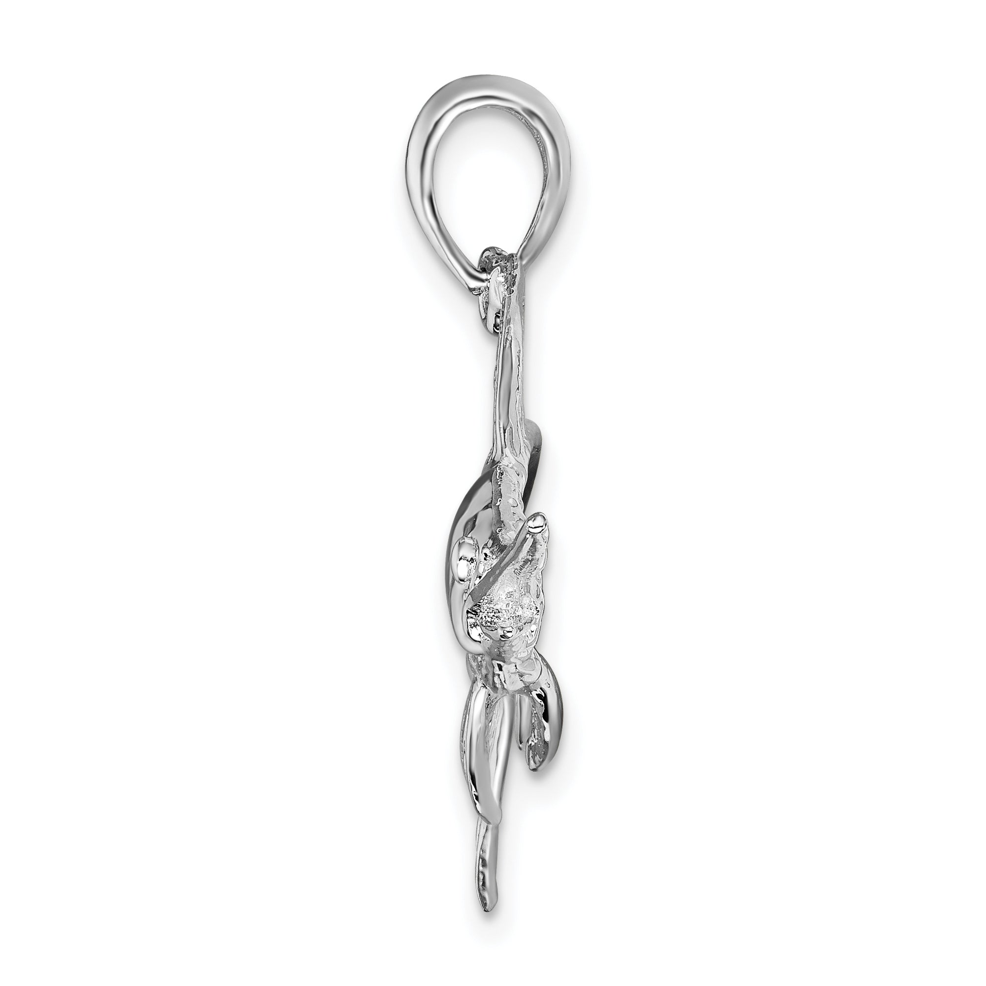 De-Ani Sterling Silver Rhodium-Plated Polished and Satin Swordfish Pendant Secondary image