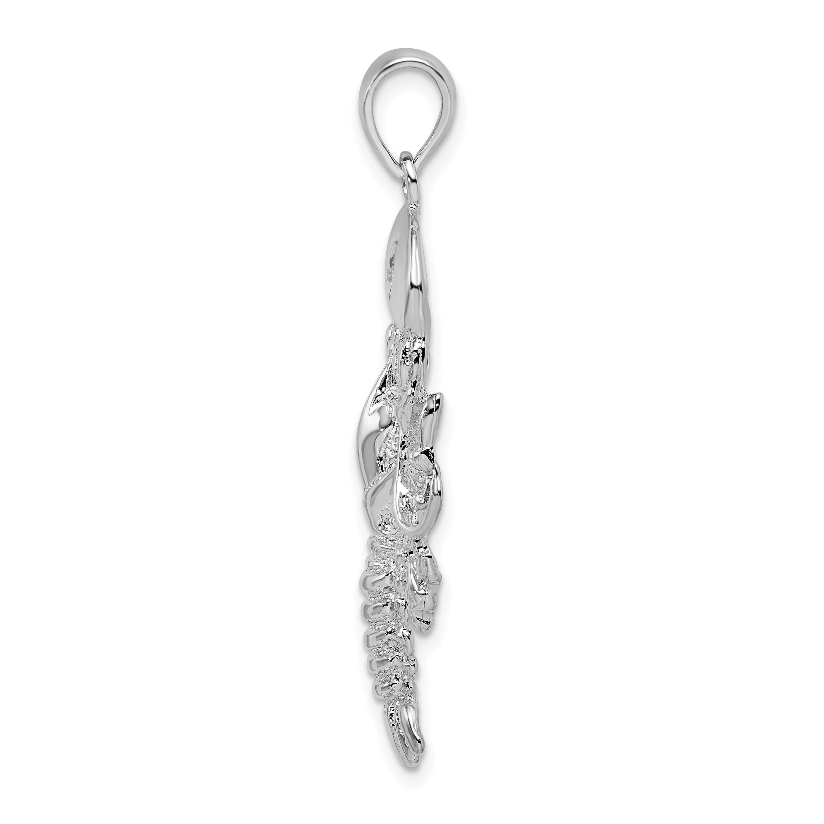 De-Ani Sterling Silver Rhodium-Plated Polished Maine Lobster Pendant Secondary image