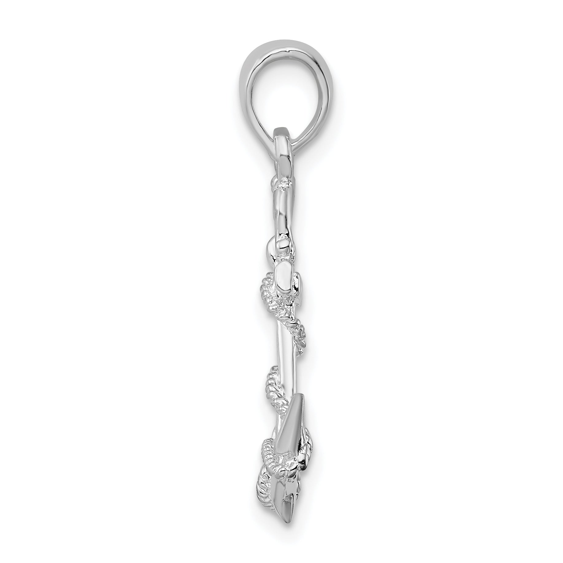 De-Ani Sterling Silver Rhodium-Plated 3D Anchor with Rope and Shackle Pendant Secondary image