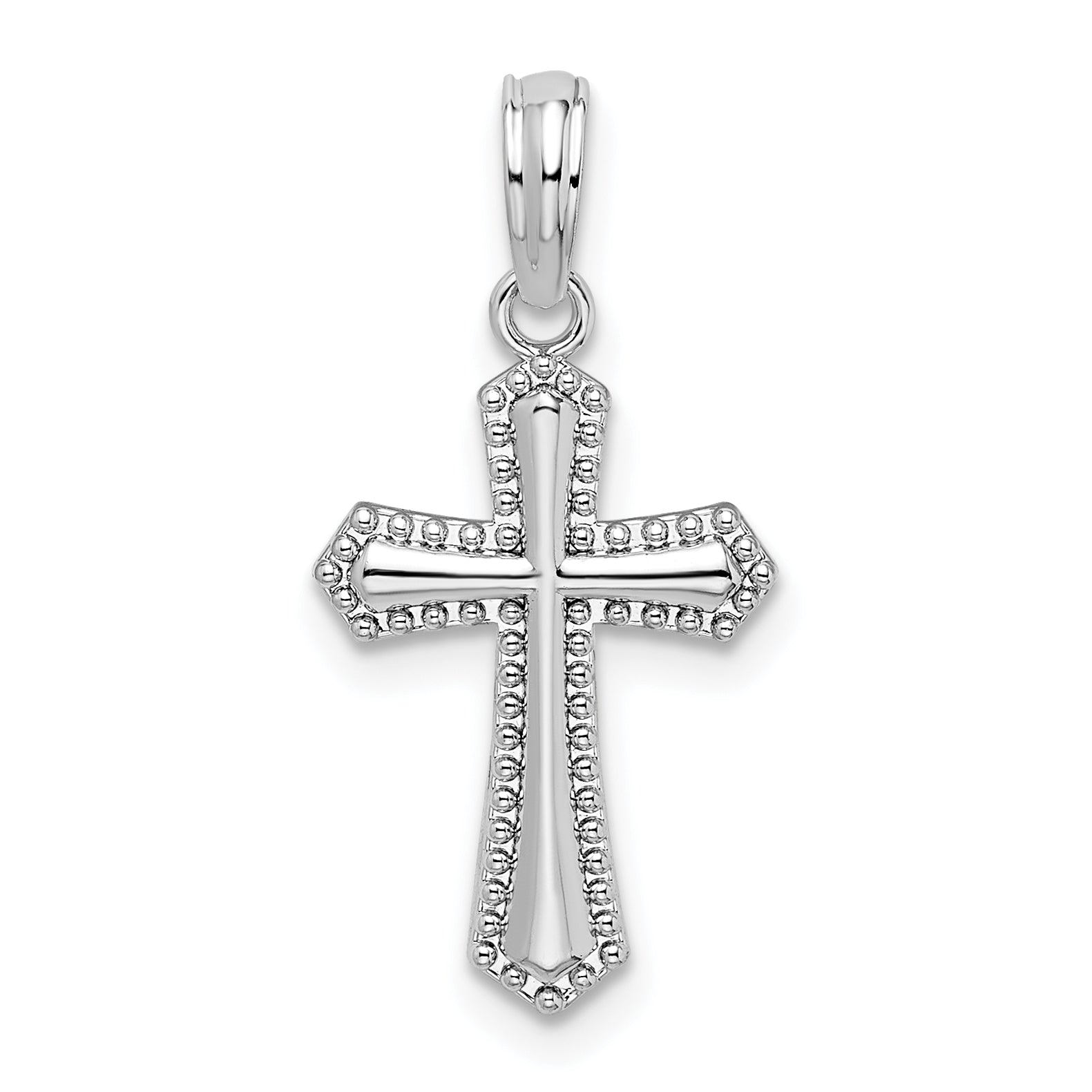 De-Ani Sterling Silver Rhodium-plated Polished Beaded Passion Cross Pendant Main image