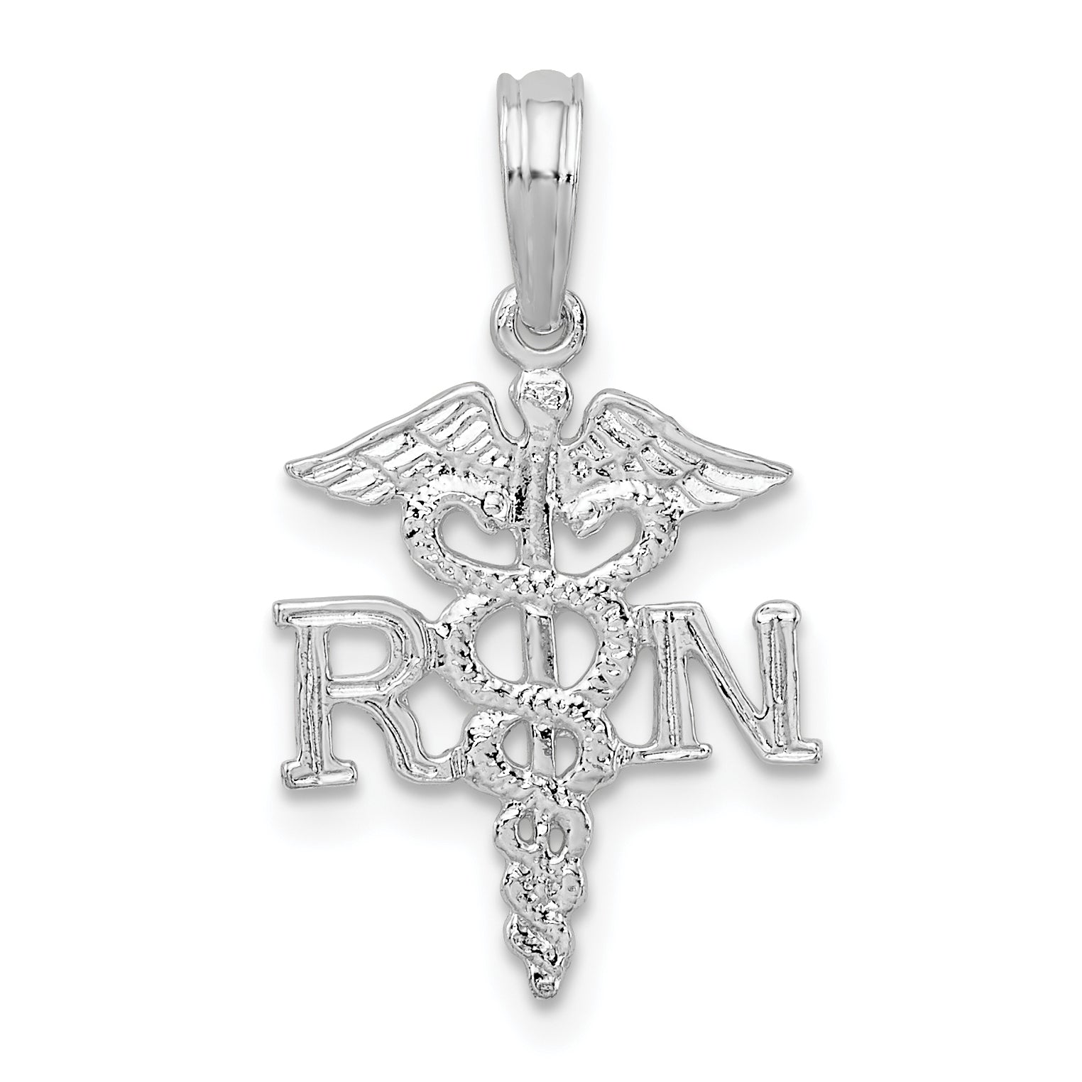 De-Ani Sterling Silver Rhodium-Plated Polished RN Caduceus Pendant Main image