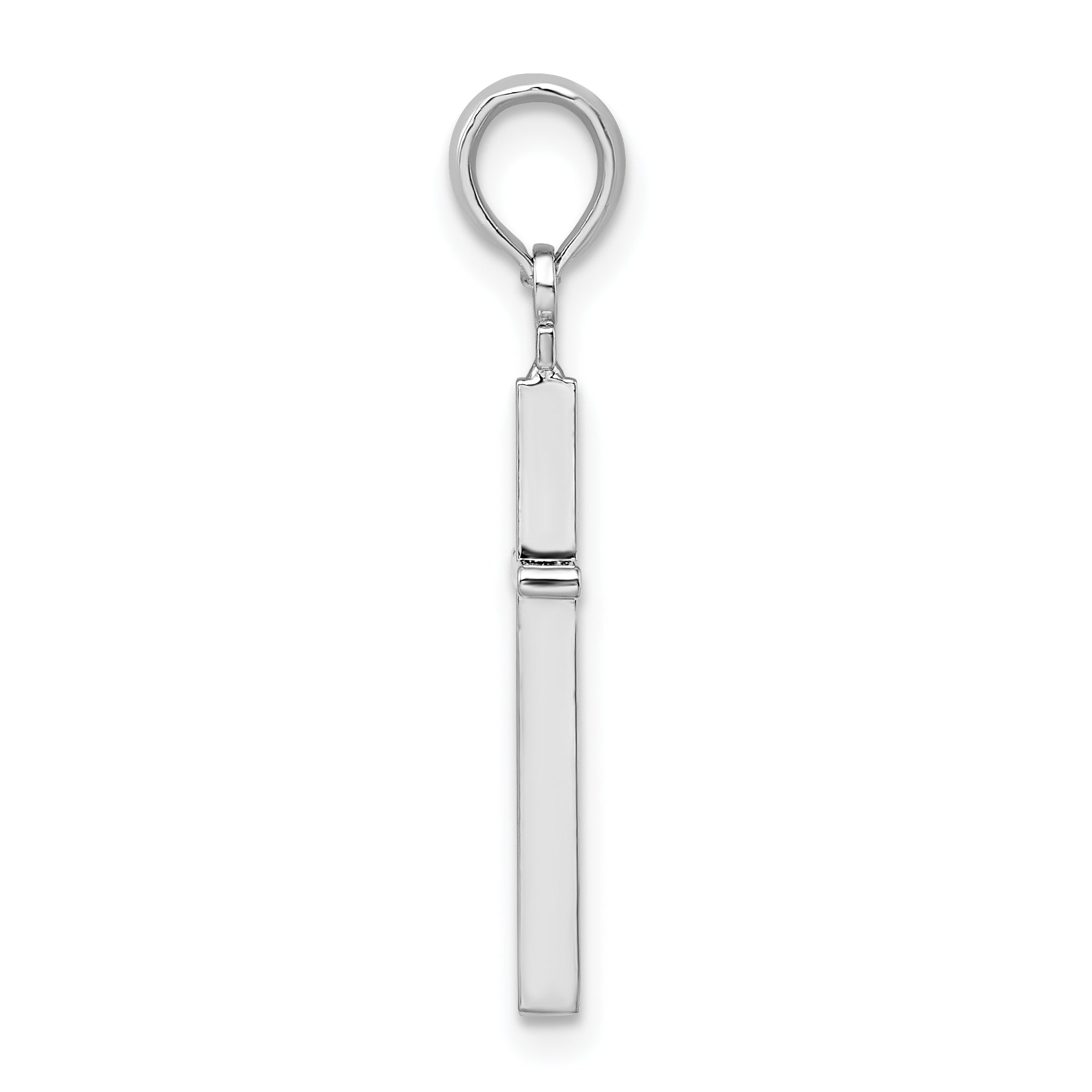 De-Ani Sterling Silver Polished Thin Latin Cross Pendant Secondary image