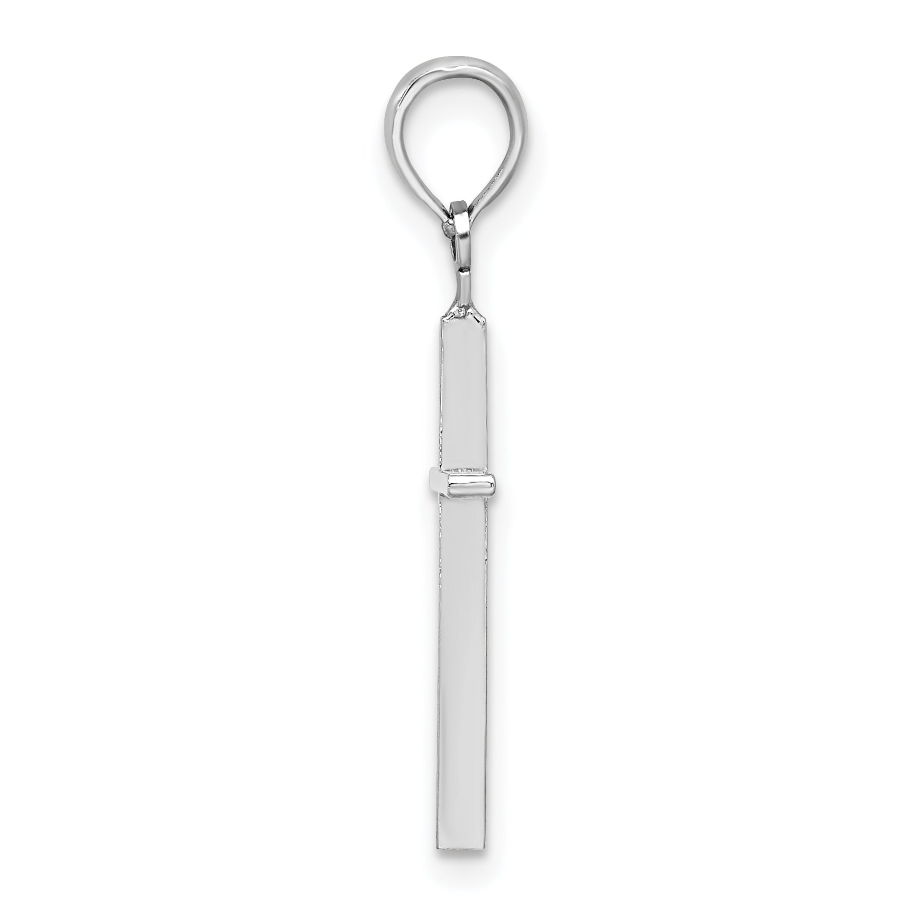 De-Ani Sterling Silver Rhodium-Plated Polished Thin Latin Cross Pendant