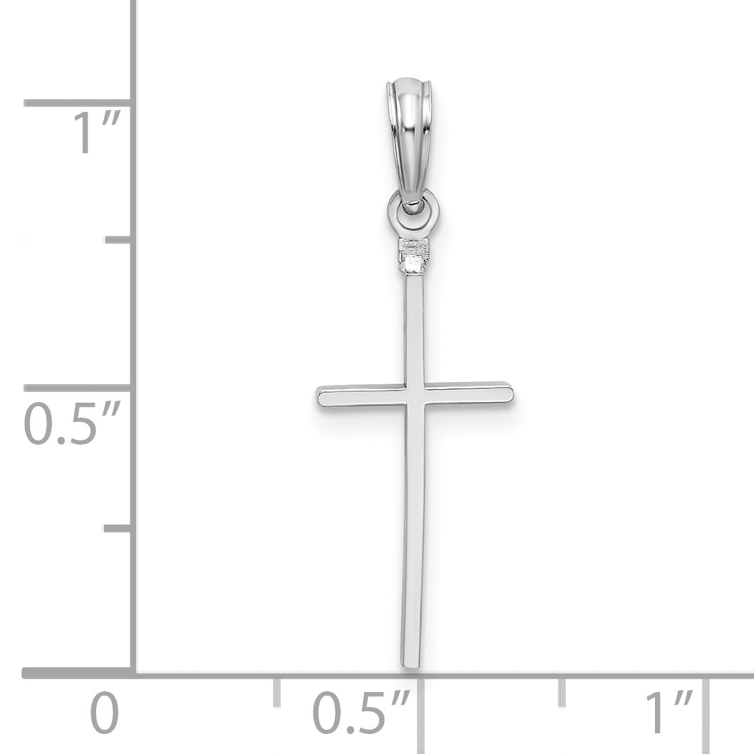 De-Ani Sterling Silver Rhodium-Plated Polished Thin Latin Cross Pendant