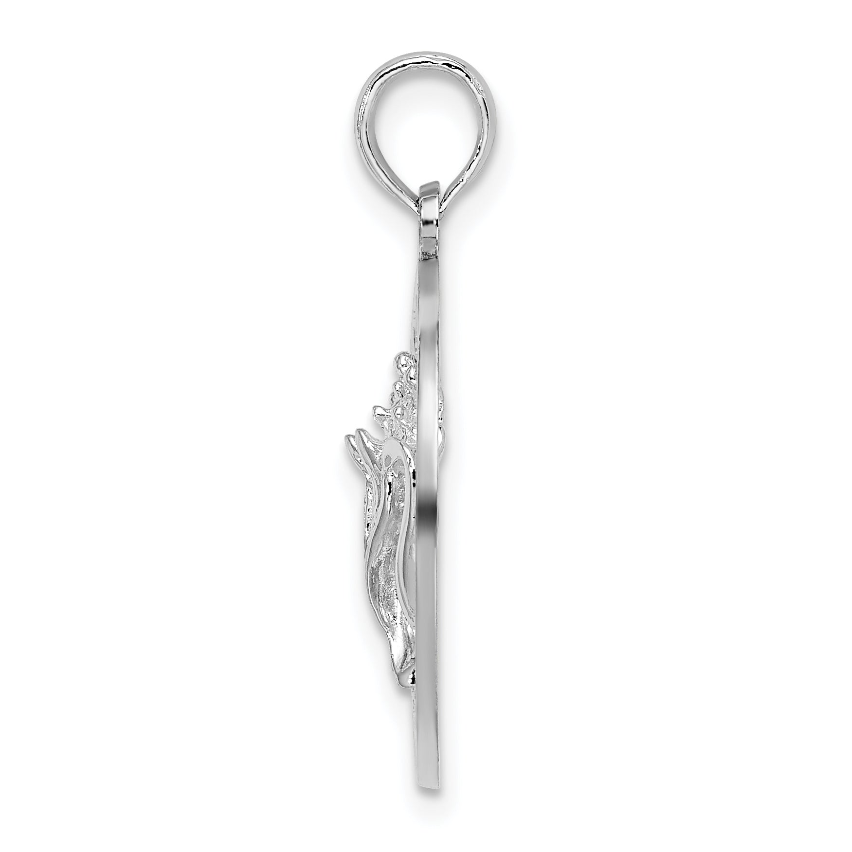 De-Ani Sterling Silver Rhodium-Plated Polished Sanibel Circle with Shell Pendant Secondary image
