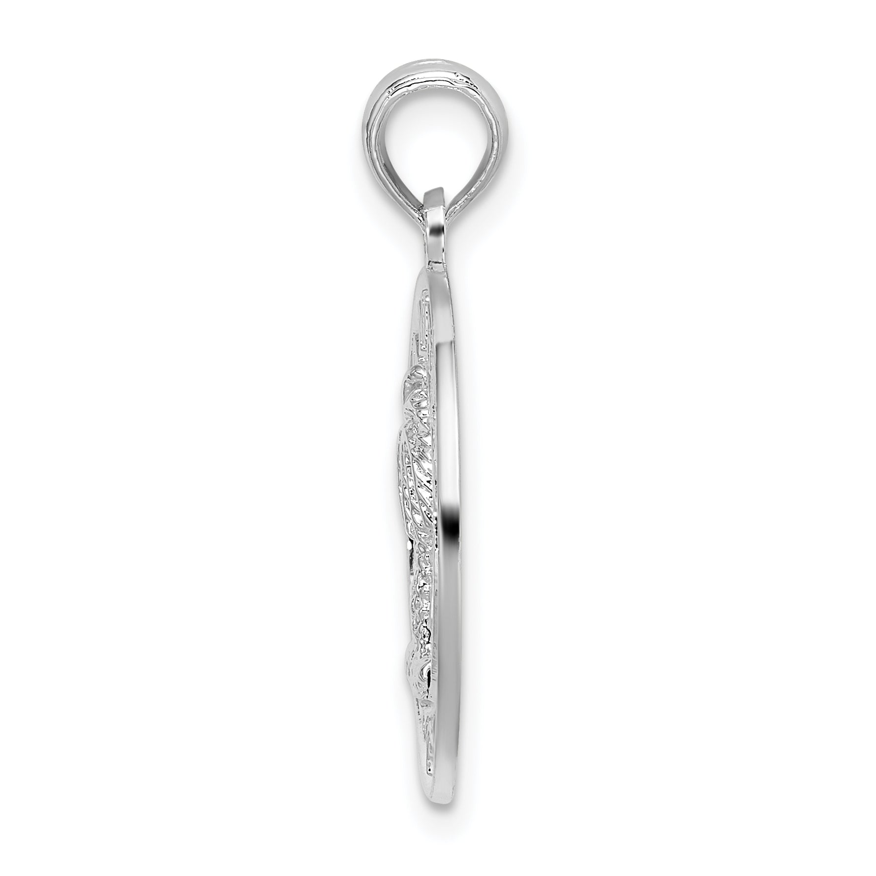 De-Ani Sterling Silver Rhodium-Plated Polished Sanibel Circle with Palm Tree Pendant Secondary image