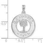 De-Ani Sterling Silver Rhodium-Plated Polished Sanibel Circle with Palm Tree Pendant