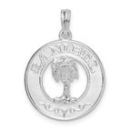 De-Ani Sterling Silver Rhodium-Plated Polished Sanibel Circle with Palm Tree Pendant