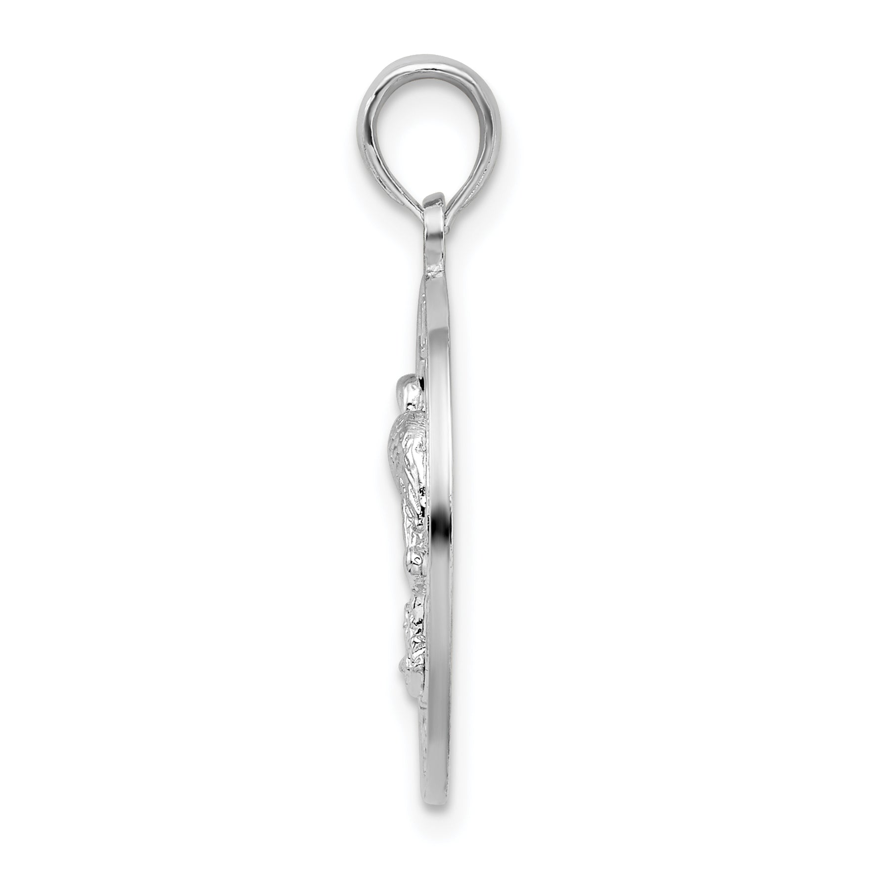 De-Ani Sterling Silver Rhodium-Plated Polished Sanibel Circle with Flamingo Pendant Secondary image