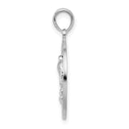 De-Ani Sterling Silver Rhodium-Plated Polished Sanibel Circle with Flamingo Pendant