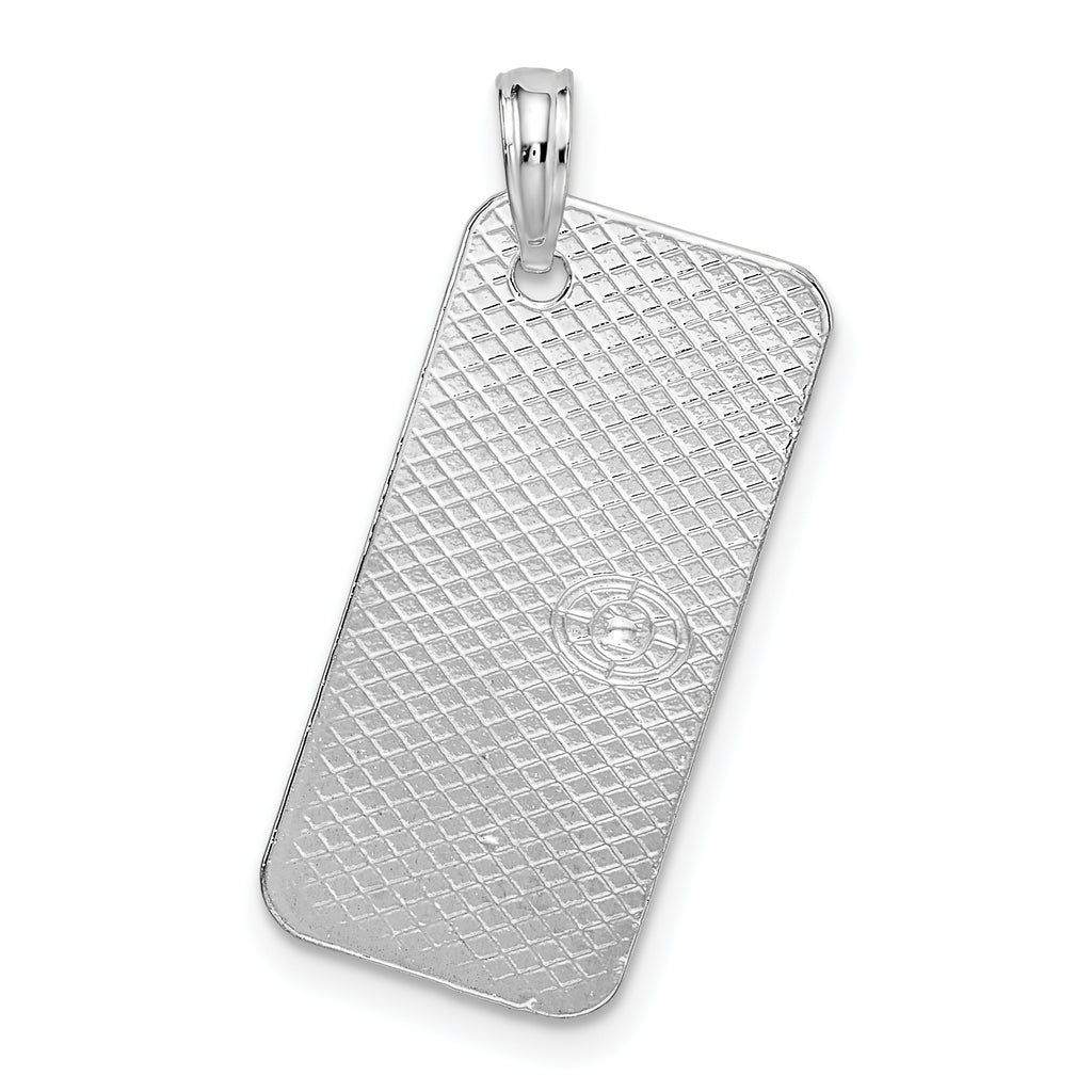 De-Ani Sterling Silver Rhodium-Plated Textured Florida Sanibel License Plate Pendant