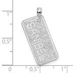 De-Ani Sterling Silver Rhodium-Plated Textured Florida Sanibel License Plate Pendant