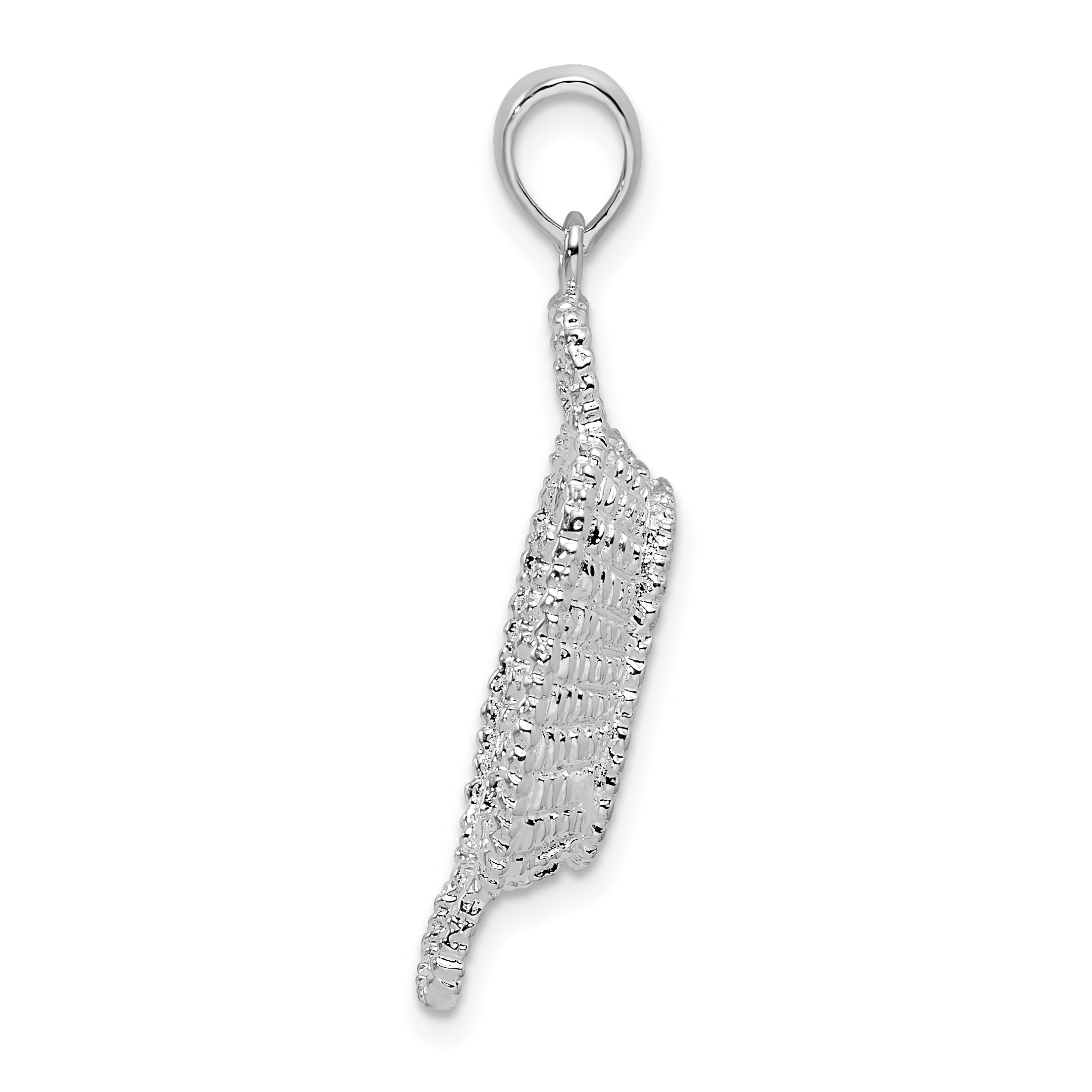 De-Ani Sterling Silver Rhodium-Plated Polished 3D Rectangular Basket Pendant Secondary image