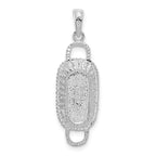 De-Ani Sterling Silver Rhodium-Plated Polished 3D Rectangular Basket Pendant