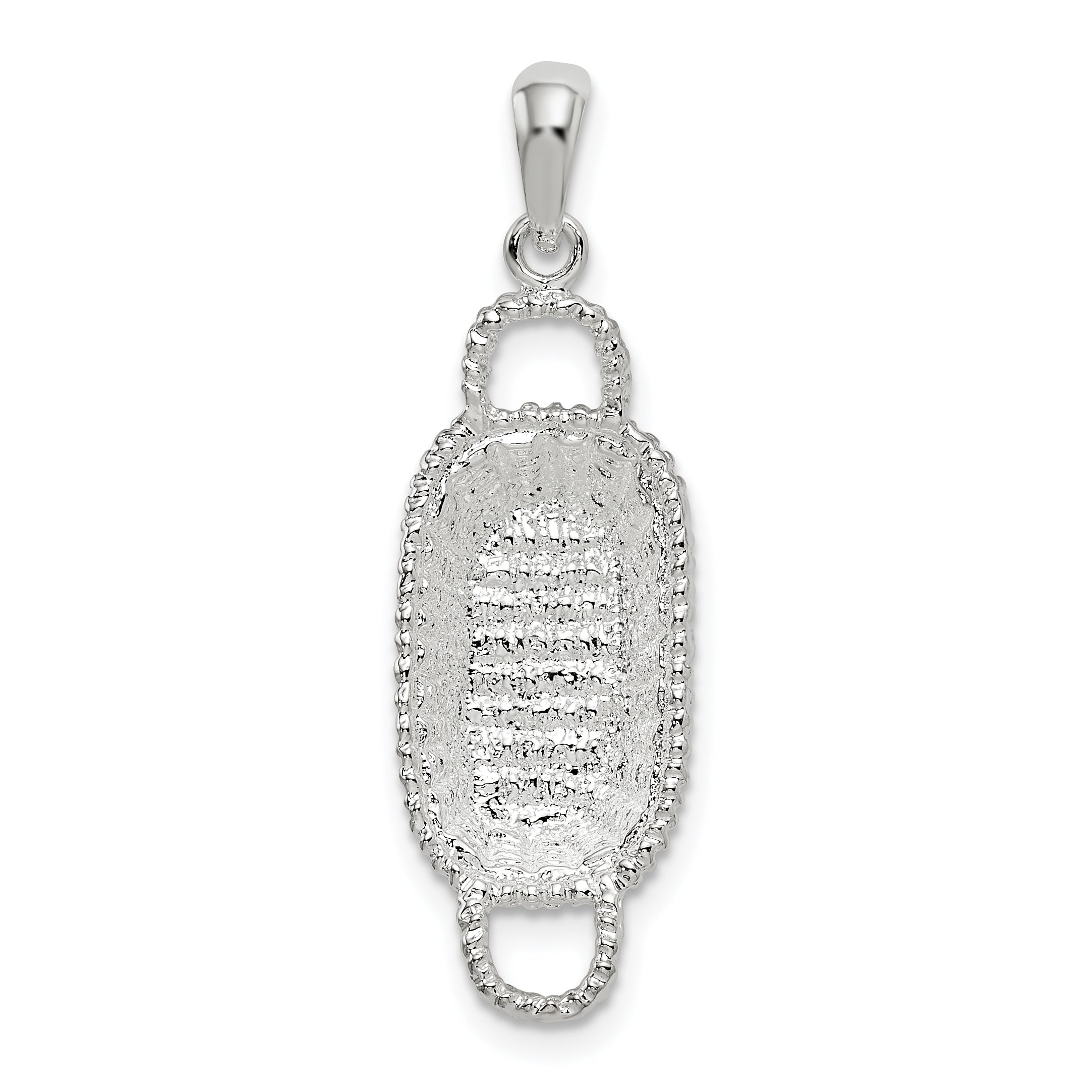 De-Ani Sterling Silver Rhodium-Plated Polished 3D Rectangular Basket Pendant Main image