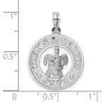 De-Ani Sterling Silver Rhodium-Plated Turks and Caicos Circle with Turtle Pendant