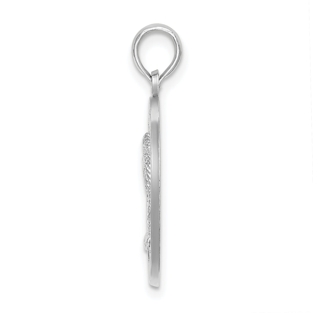 De-Ani Sterling Silver Rhodium-Plated Charleston Circle with Palm Tree Pendant