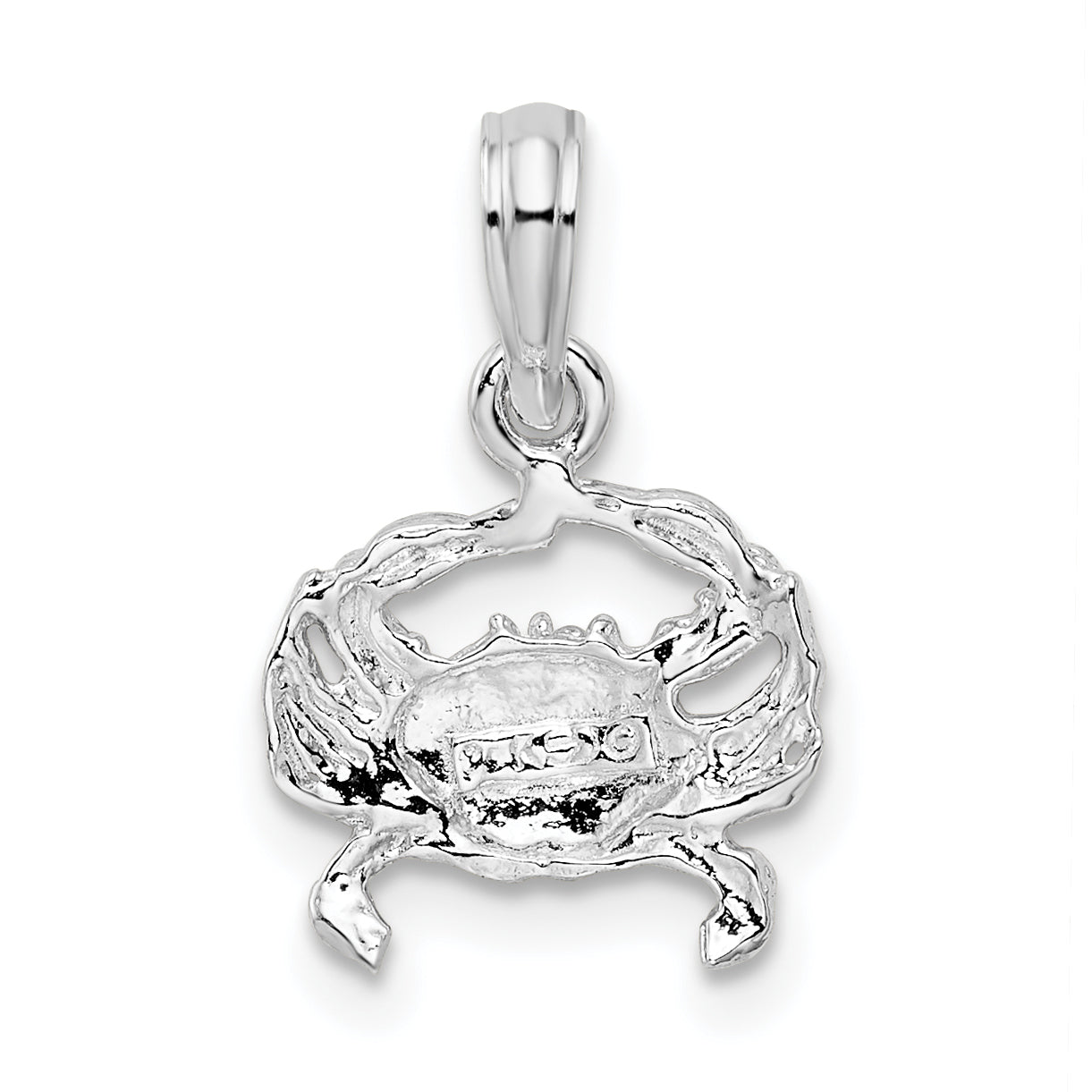 De-Ani Sterling Silver Rhodium-Plated Polished Blue Crab Pendant