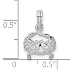 De-Ani Sterling Silver Rhodium-Plated Polished Blue Crab Pendant