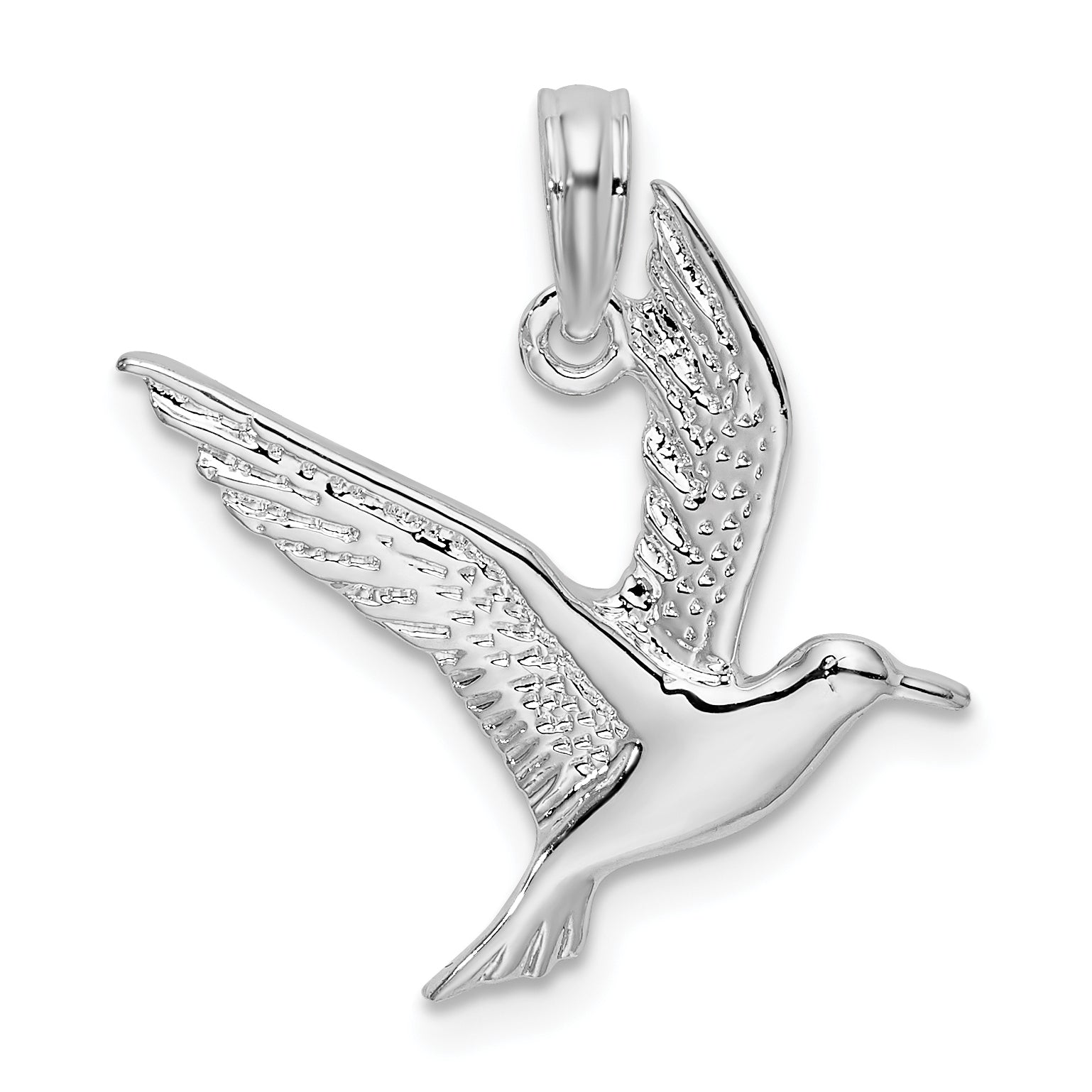 De-Ani Sterling Silver Rhodium-Plated Polished Flying Seagull Pendant Main image
