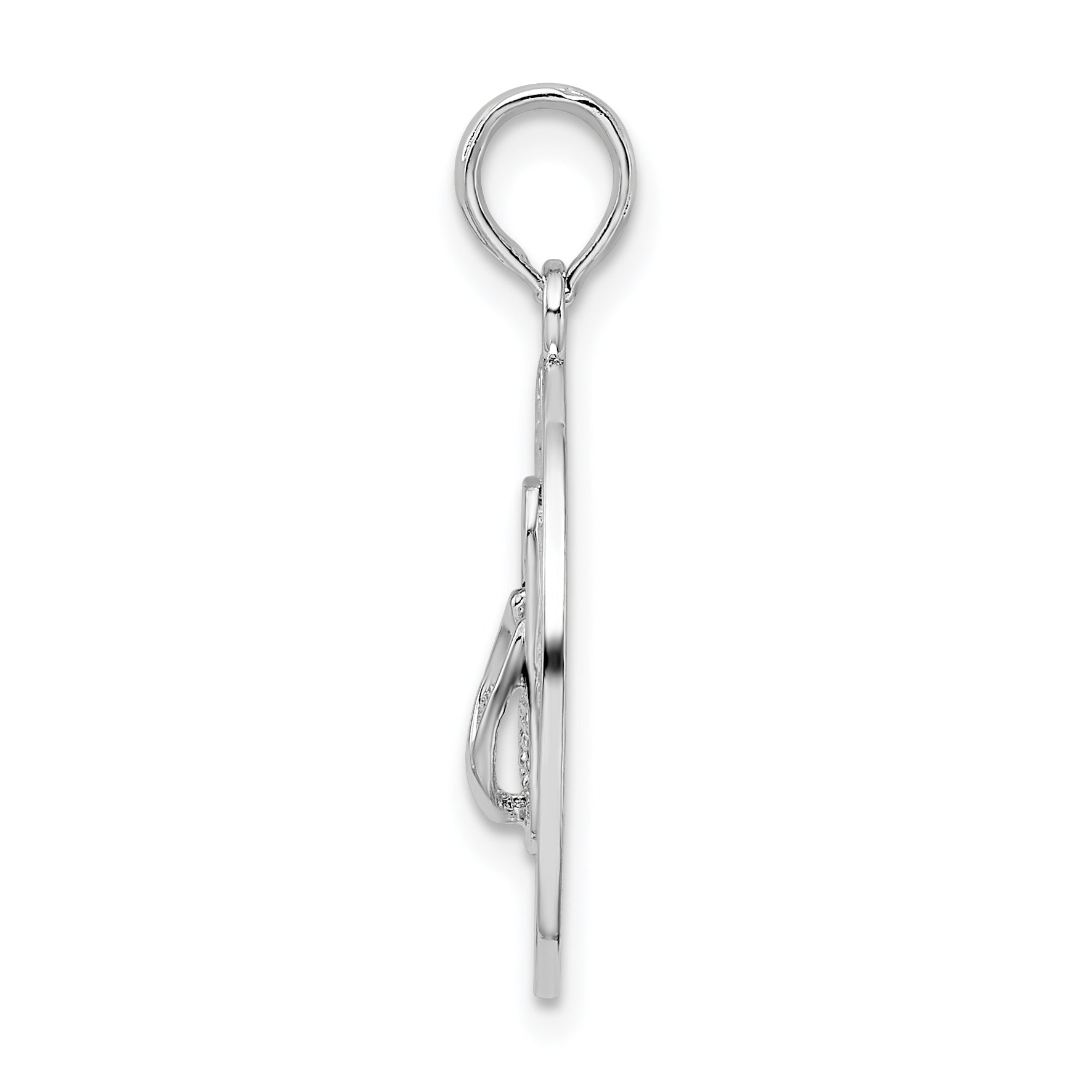 De-Ani Sterling Silver Rhodium-Plated Ocean City Maryland Circle with Flip-flop Pendant Secondary image