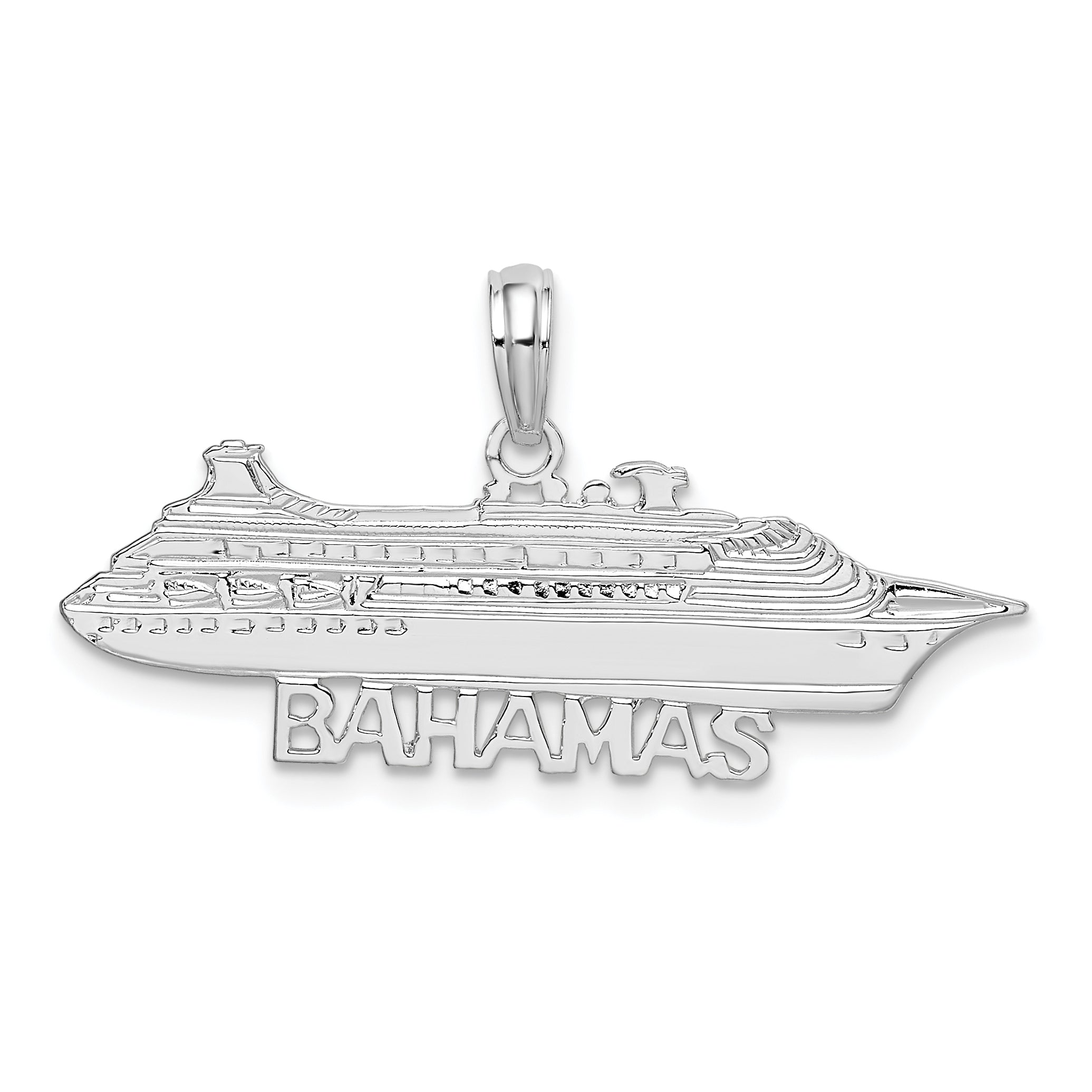 De-Ani Sterling Silver Rhodium-Plated Polished Bahamas Cruise Ship Pendant Main image
