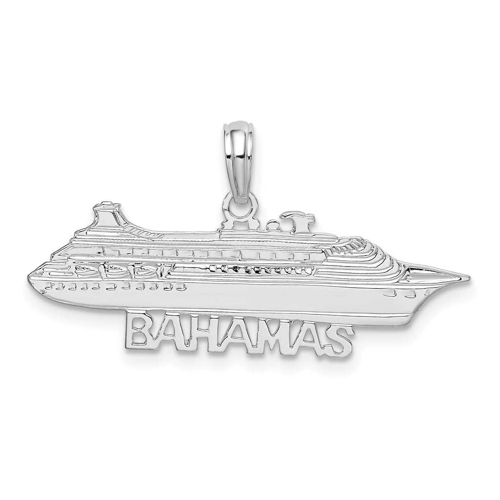 De-Ani Sterling Silver Rhodium-Plated Polished Bahamas Cruise Ship Pendant