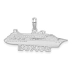 De-Ani Sterling Silver Rhodium-Plated Polished Bahamas Cruise Ship Pendant