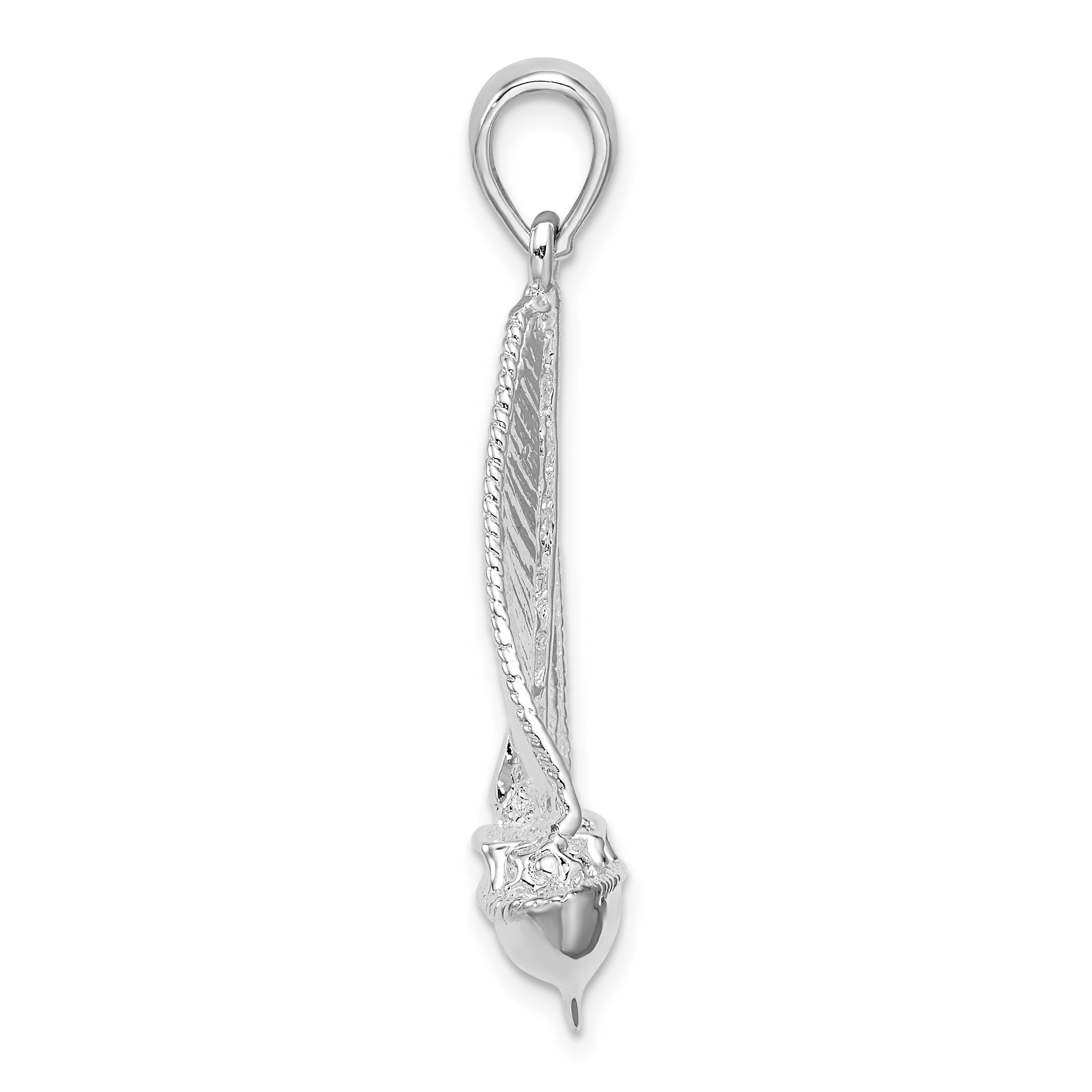 De-Ani Sterling Silver Rhodium-Plated Polished 3D Sailboat Pendant