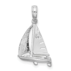 De-Ani Sterling Silver Rhodium-Plated Polished 3D Sailboat Pendant