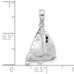 De-Ani Sterling Silver Rhodium-Plated Polished 3D Sailboat Pendant