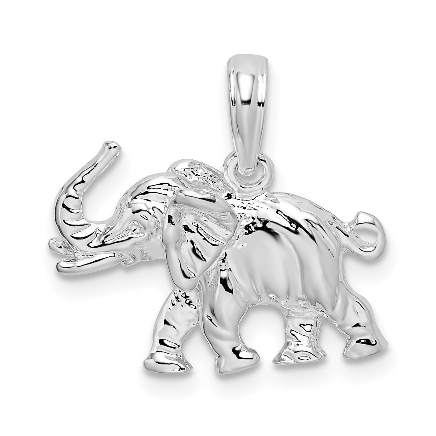 De-Ani Sterling Silver Rhodium-Plated Polished 3D Elephant Pendant Main image