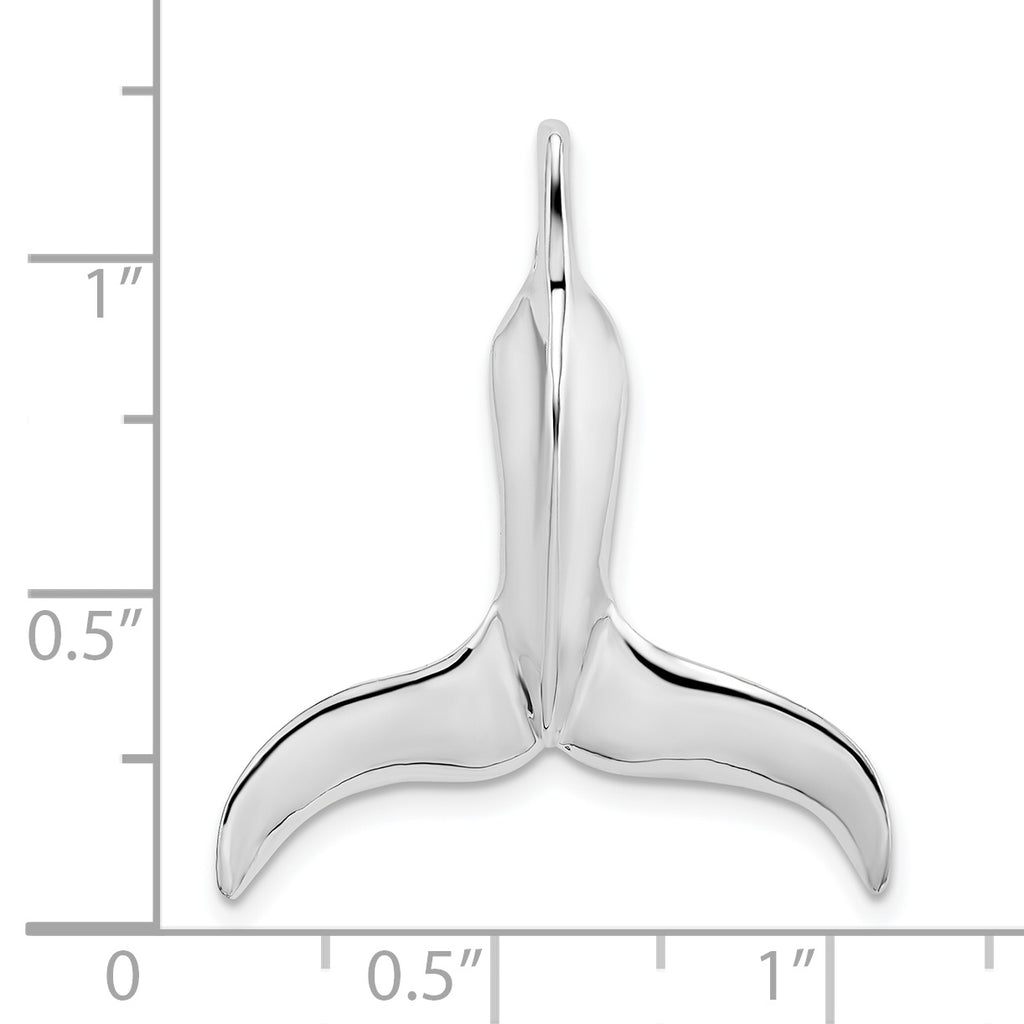 De-Ani Sterling Silver Rhodium-Plated Polished 3D Whale Tail Pendant