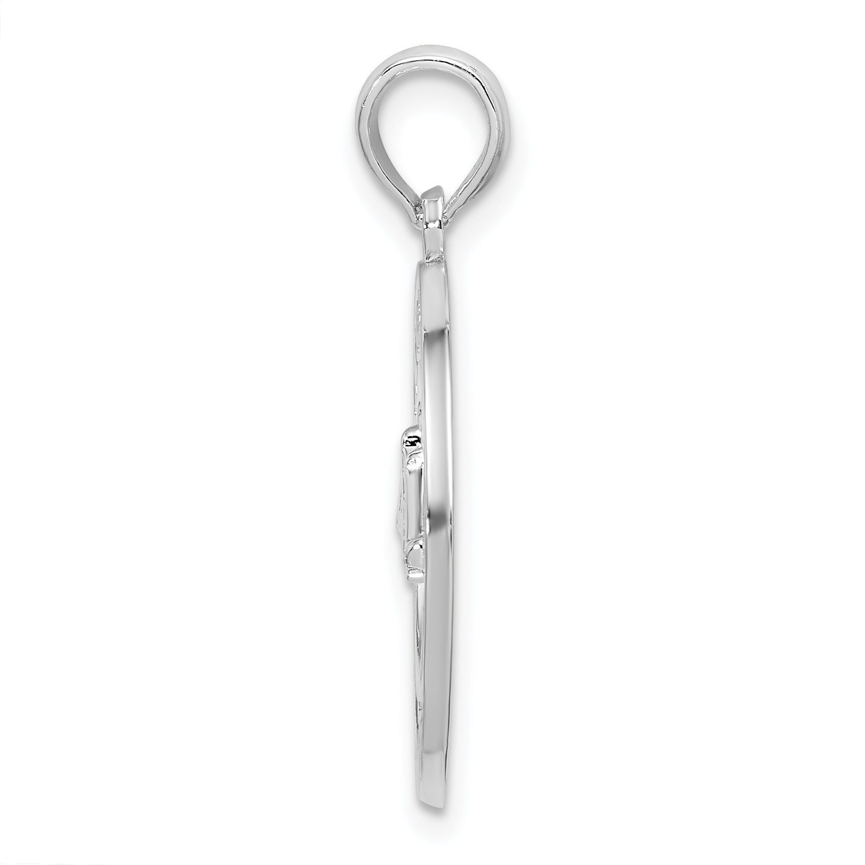 De-Ani Sterling Silver Rhodium-Plated Textured Charleston with Bridge Pendant Secondary image