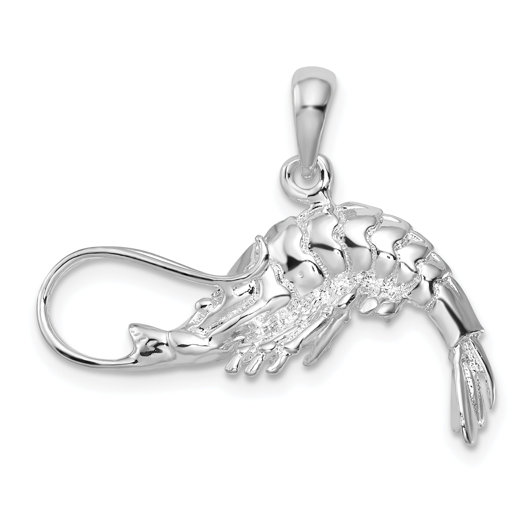 De-Ani Sterling Silver Rhodium-Plated Polished 3D Shrimp Pendant Main image