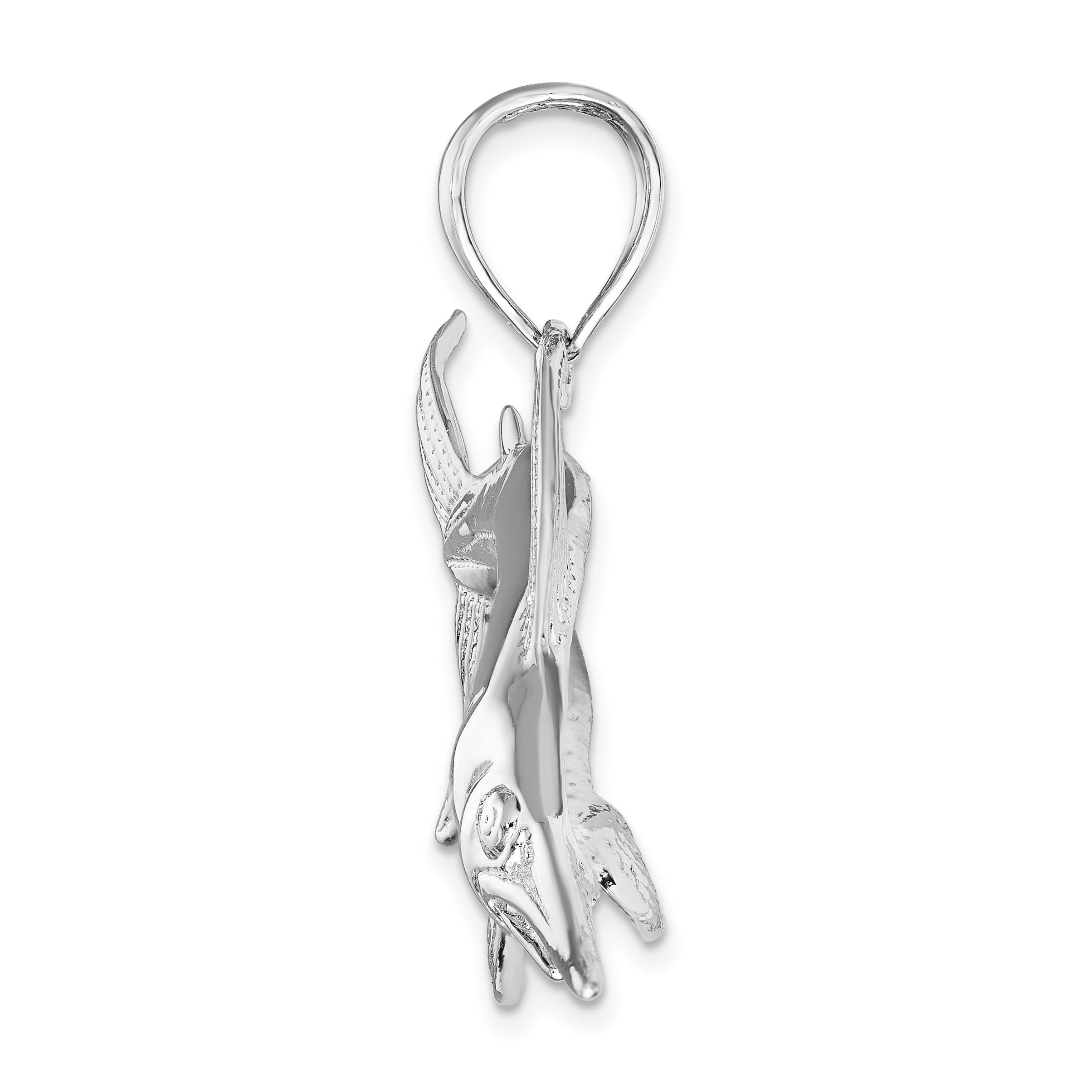 De-Ani Sterling Silver Rhodium-Plated Polished and Satin Swordfish Pendant Secondary image