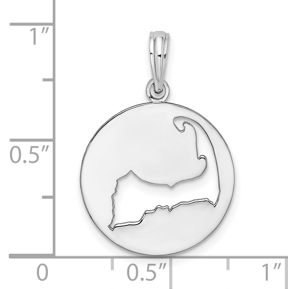 De-Ani Sterling Silver Rhodium-plated Polished Cape Cod Cut-Out Pendant