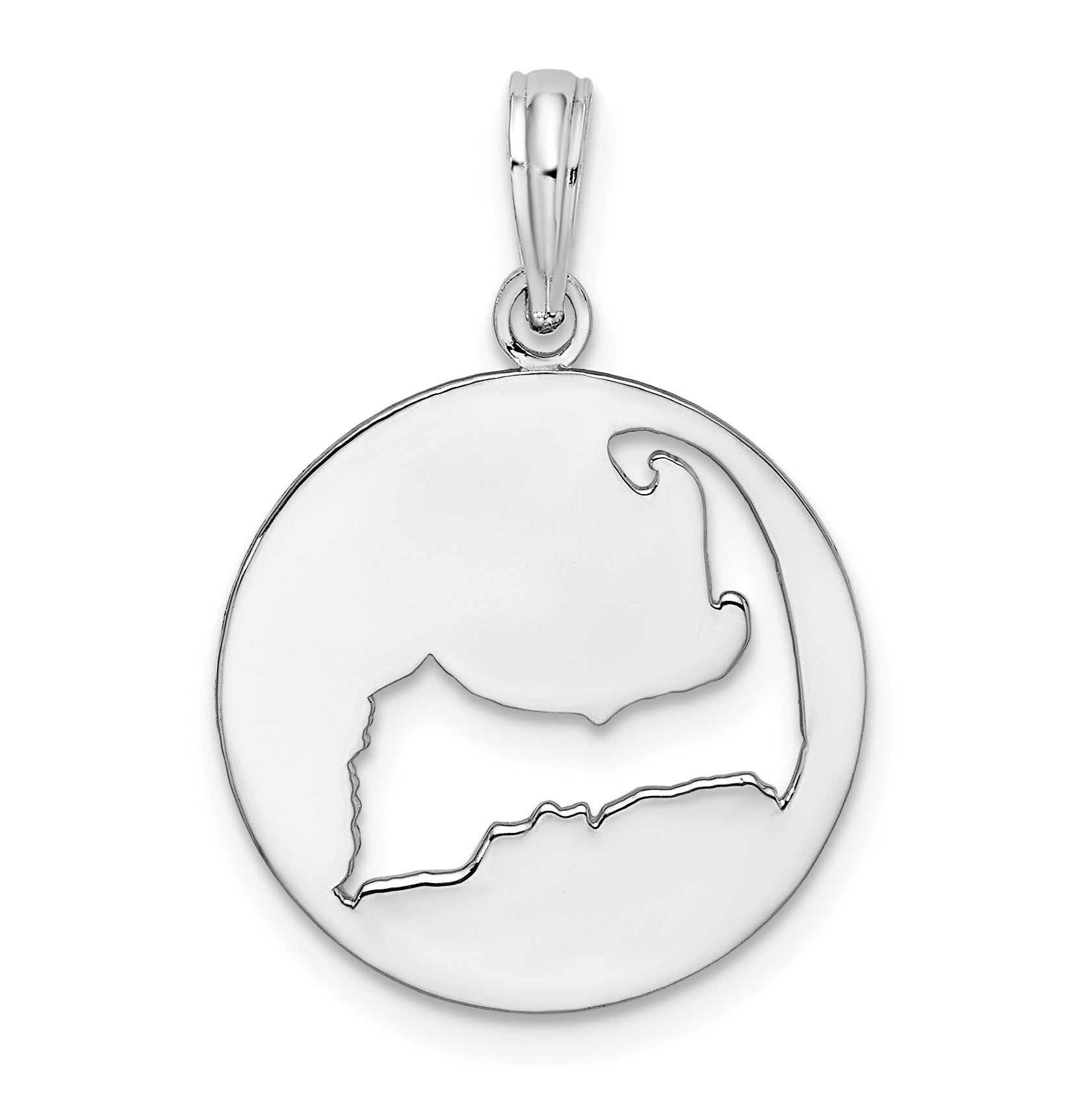 De-Ani Sterling Silver Rhodium-plated Polished Cape Cod Cut-Out Pendant Main image
