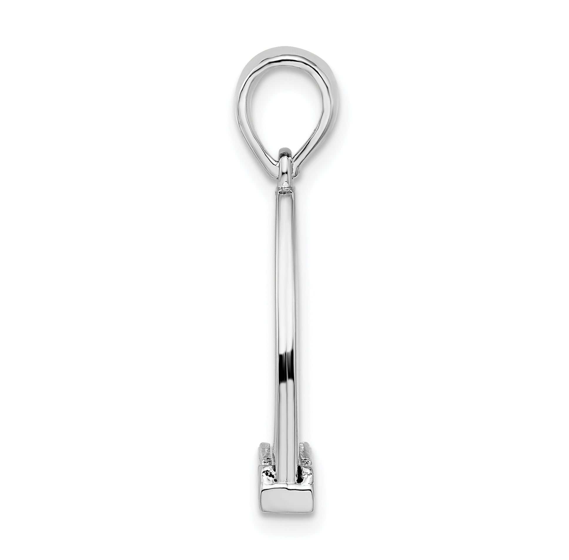 De-Ani Sterling Silver Rhodium-plated Polished 3D Large Horse Stirrup Pendant