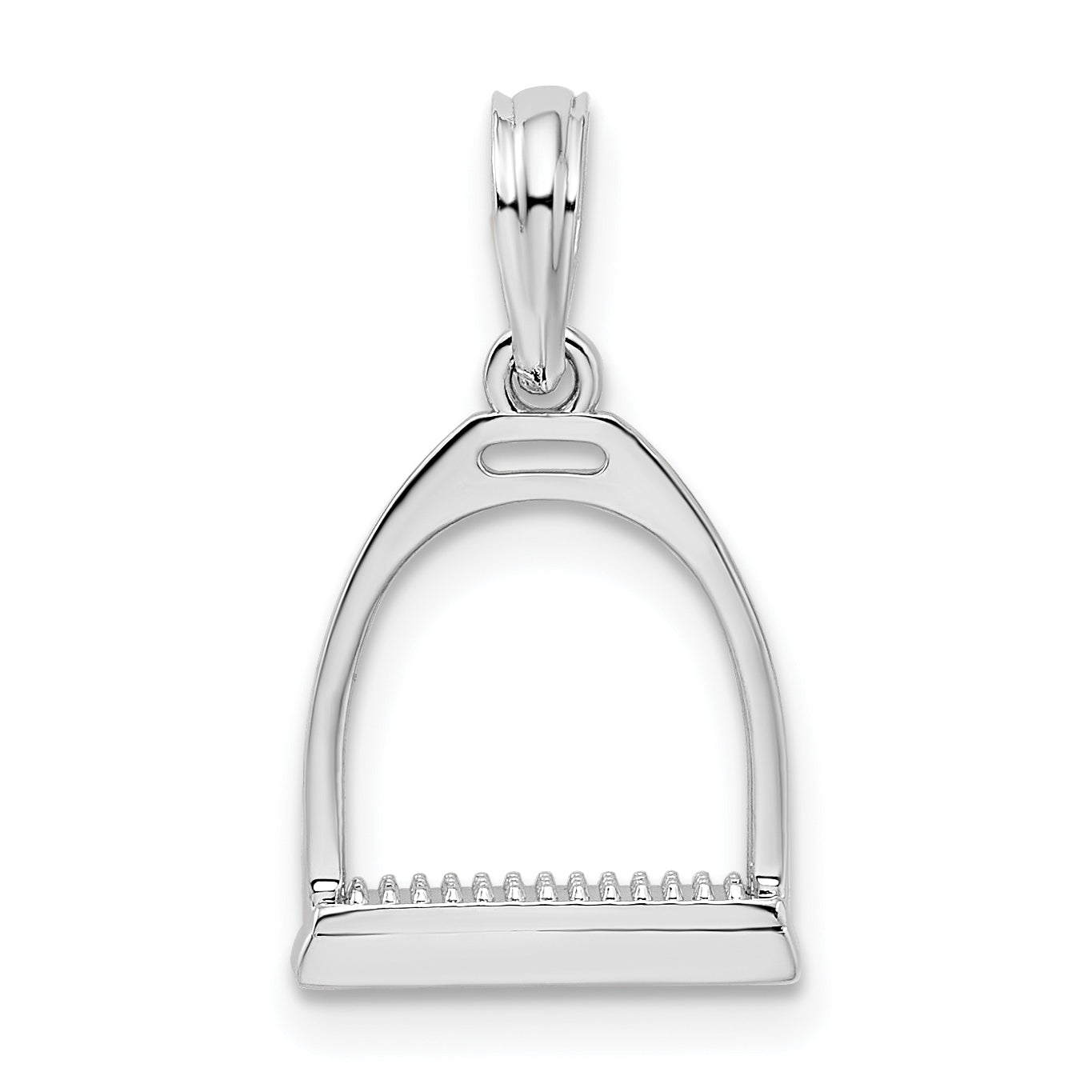 De-Ani Sterling Silver Rhodium-plated Polished 3D Horse Stirrup Pendant Main image