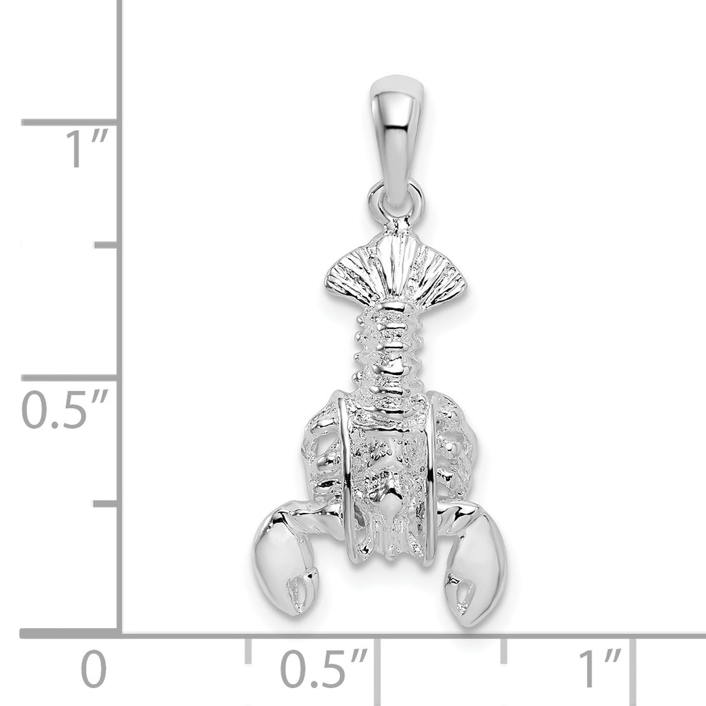 De-Ani Sterling Silver Rhodium-Plated Polished Moveable Lobster Pendant