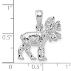 De-Ani Sterling Silver Rhodium-Plated Textured 3D Standing Moose Pendant
